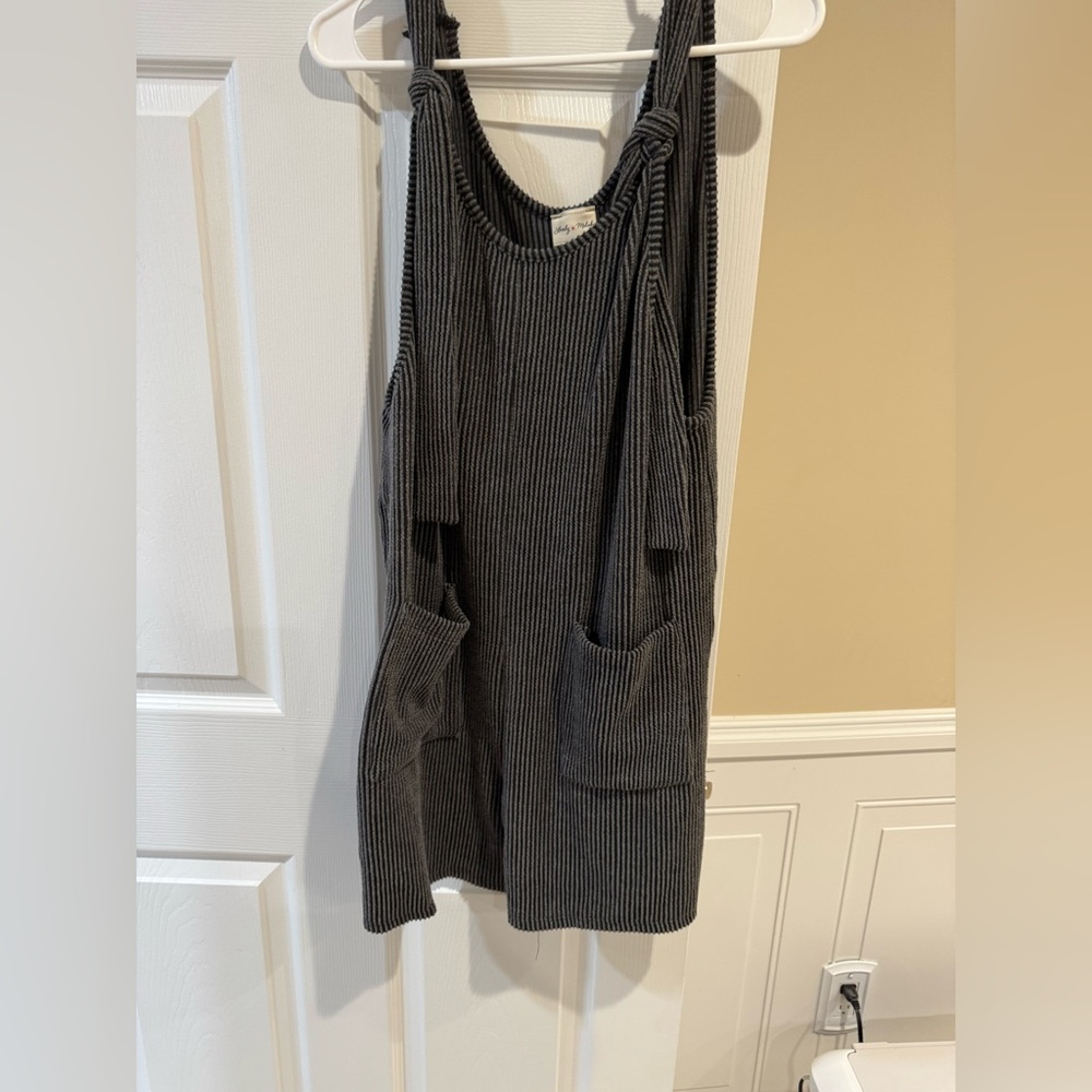 Lovely Melody Charcoal Ribbed Knit over alls, extremely comfortable